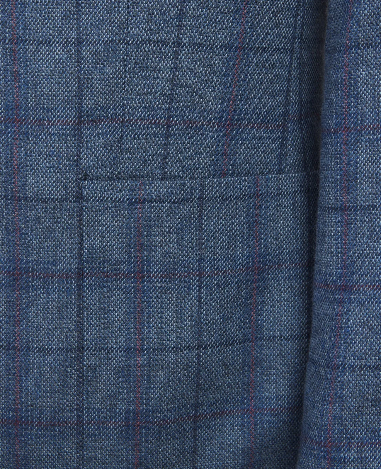 MAGEE Midweight Tweed Jacket - Mens Finn Patch Pocket - Blue with Navy, Tangerine & Raspberry Check