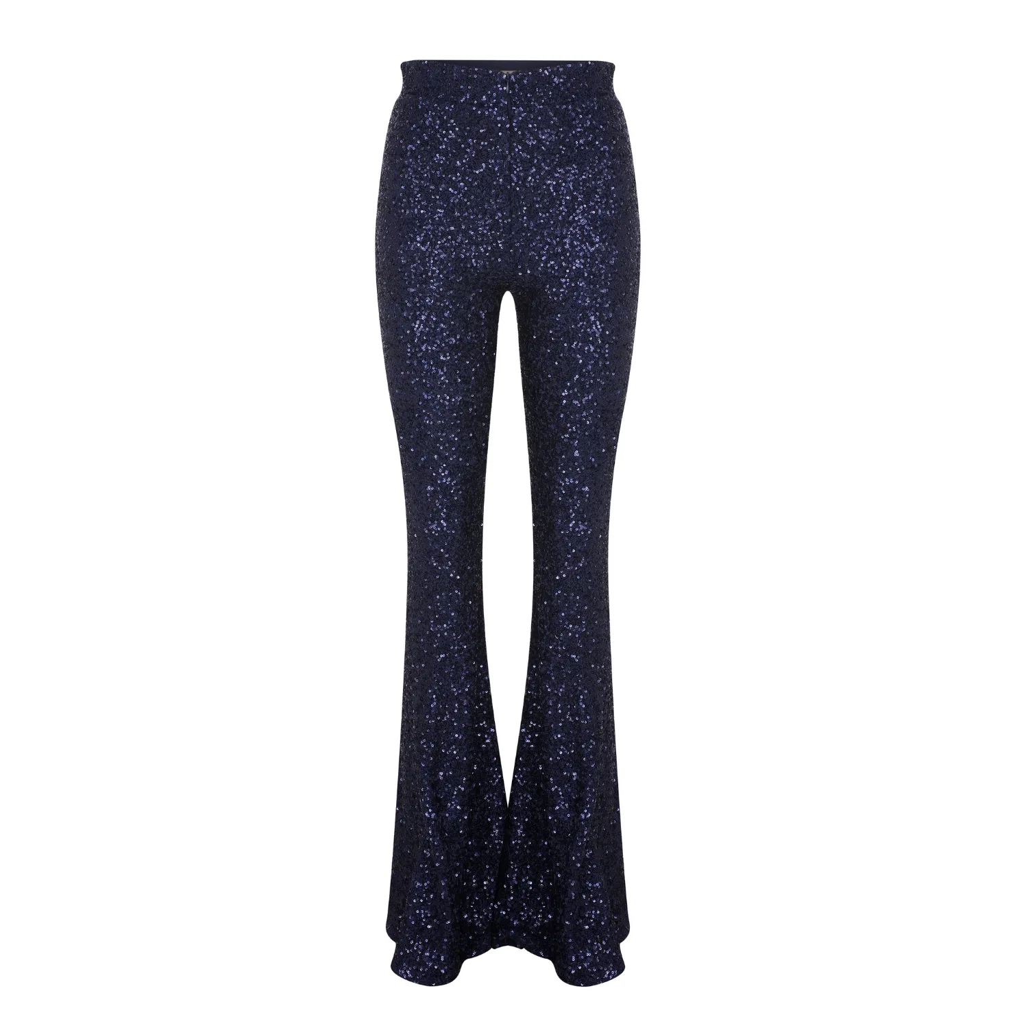 Maisy Sequin Flared Trousers in Midnight Blue