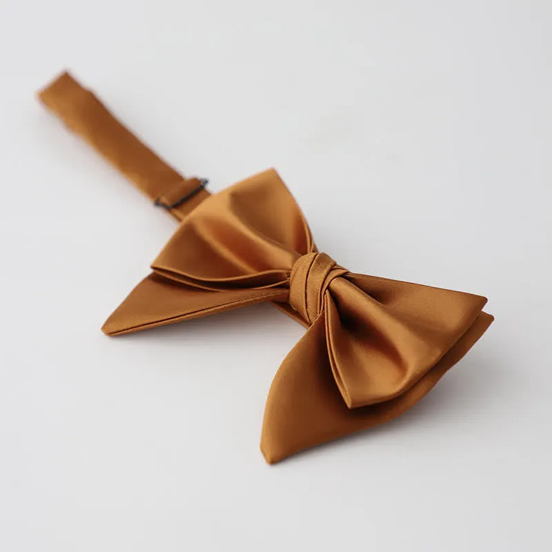 Men's Butterfly Solid Color Double Layered Oversized Pointed Bow Tie