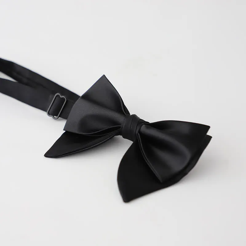 Men's Butterfly Solid Color Double Layered Oversized Pointed Bow Tie