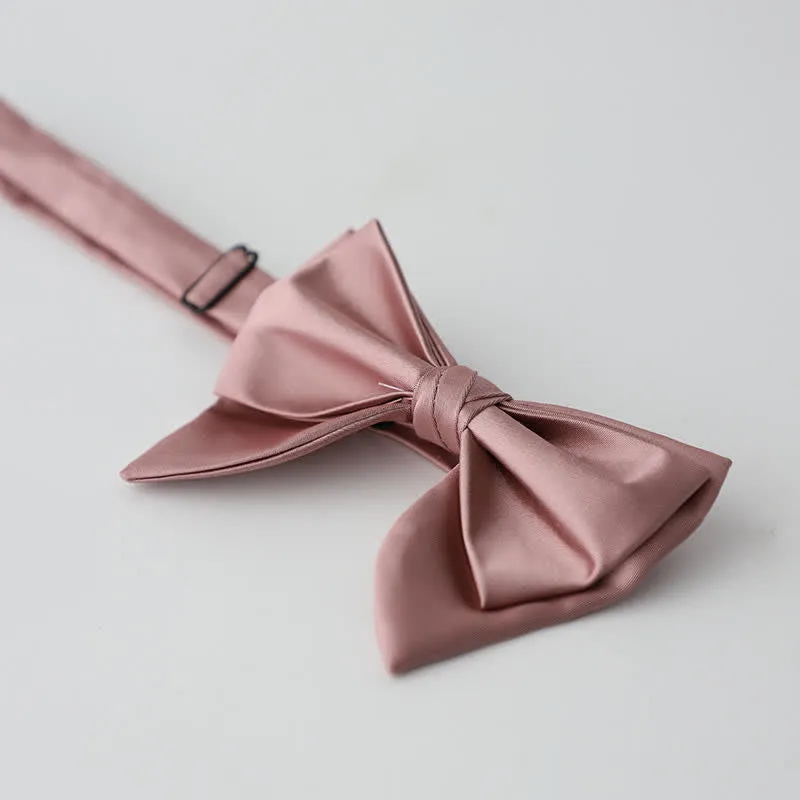 Men's Butterfly Solid Color Double Layered Oversized Pointed Bow Tie