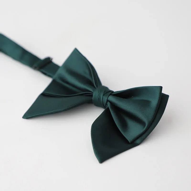 Men's Butterfly Solid Color Double Layered Oversized Pointed Bow Tie