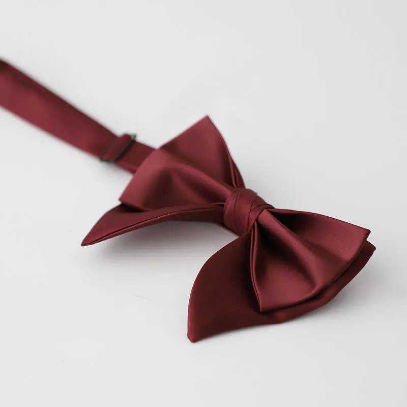 Men's Butterfly Solid Color Double Layered Oversized Pointed Bow Tie