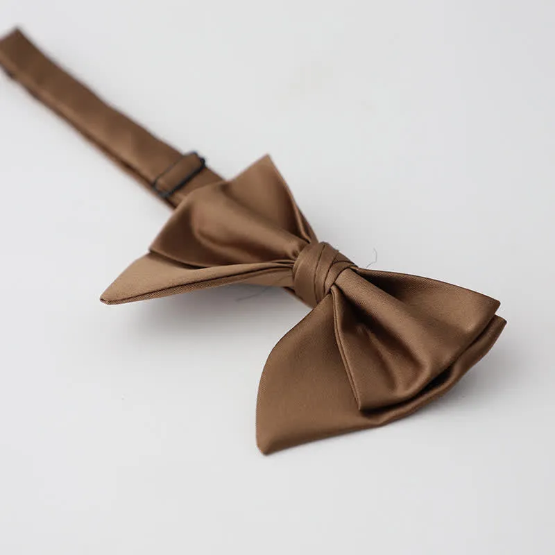 Men's Butterfly Solid Color Double Layered Oversized Pointed Bow Tie