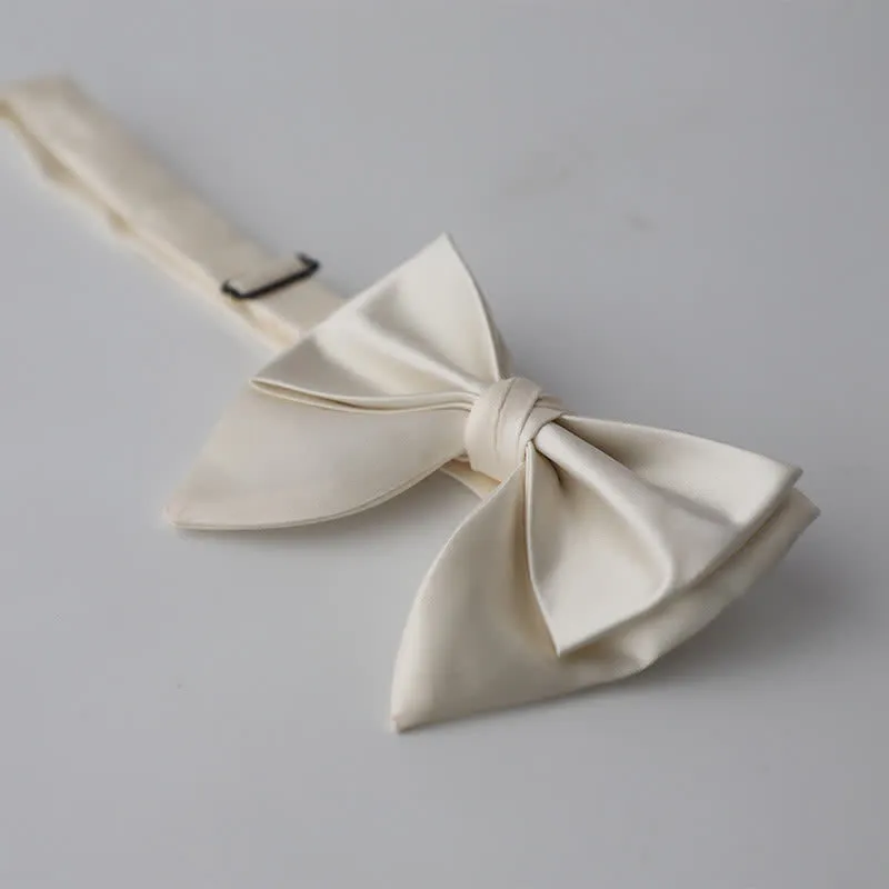 Men's Butterfly Solid Color Double Layered Oversized Pointed Bow Tie