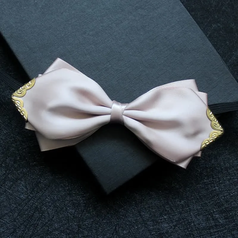 Men's Classic Solid Color Golden Tipped Bow Tie