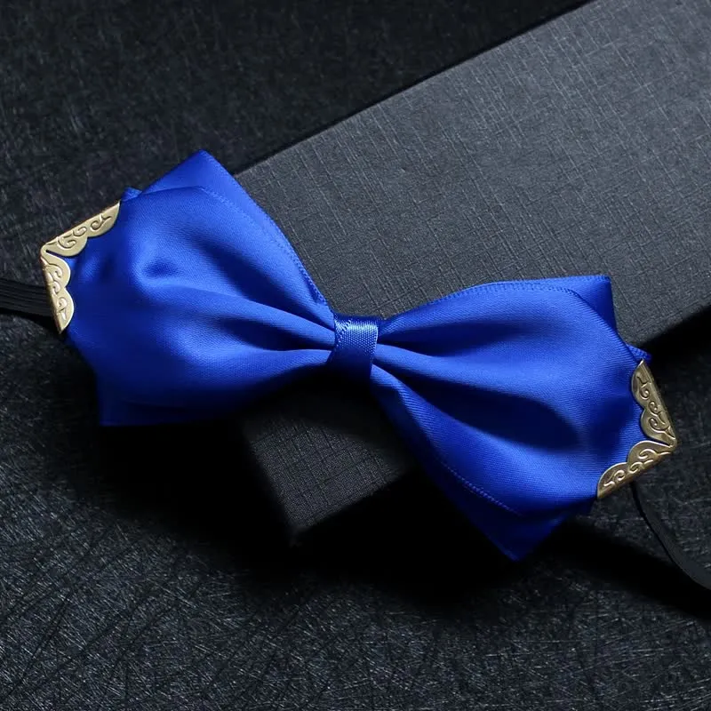 Men's Classic Solid Color Golden Tipped Bow Tie