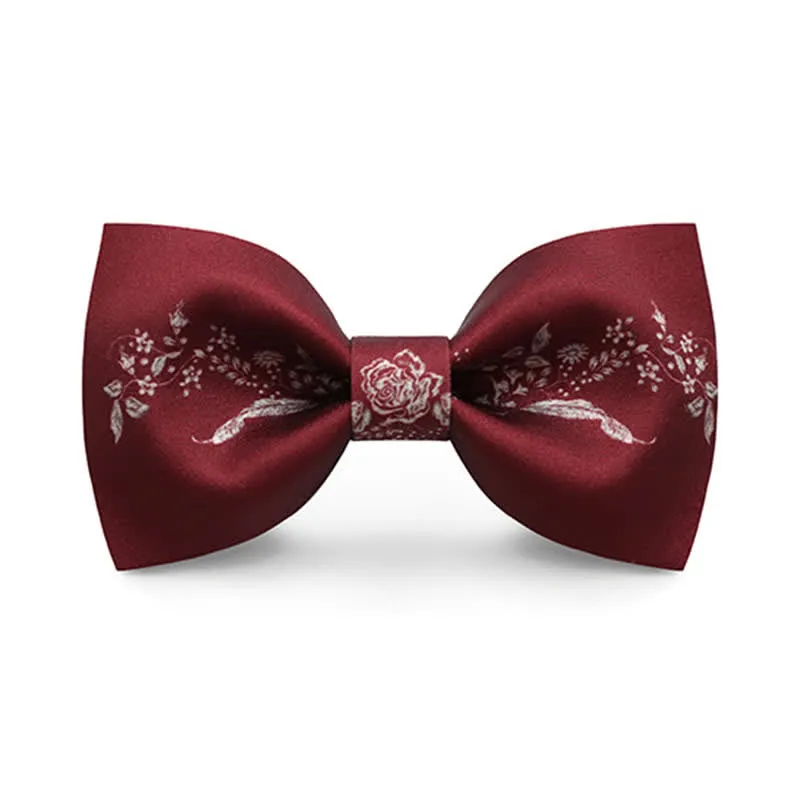 Men's Elegant Floral Plant Pattern Wedding Bow Tie