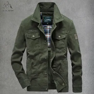 Men's Lightweight Cotton Military Jackets Spring Autumn Casual Multi-pocket Army Pilot Cargo Flight Bomber Jacket 6XL 7XL 8XL