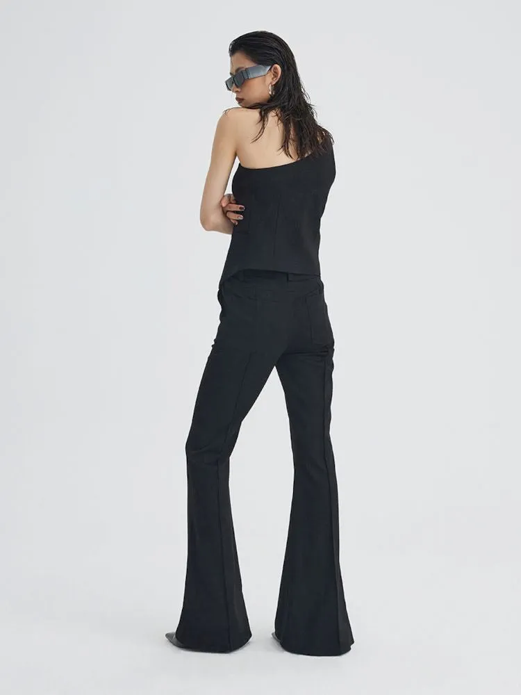 Mid Waist Slim Flared Western Trousers【s0000007343】