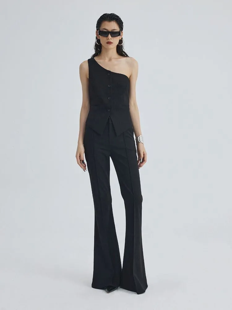 Mid Waist Slim Flared Western Trousers【s0000007343】