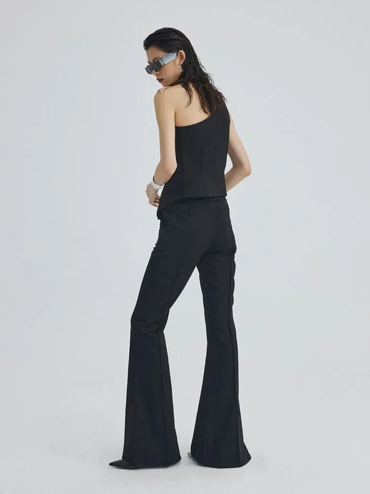 Mid Waist Slim Flared Western Trousers【s0000007343】