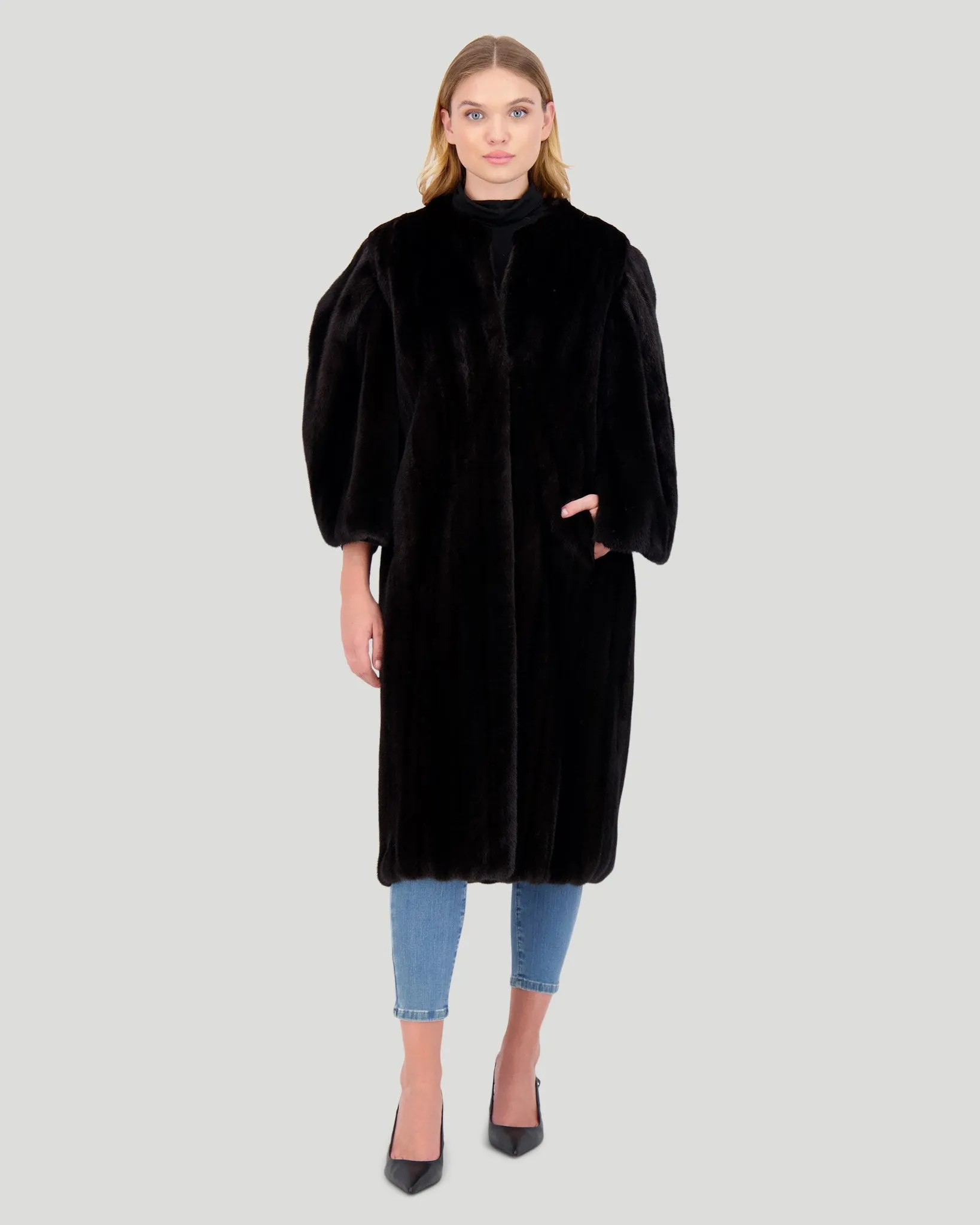 Mink Short Coat with Cape Top