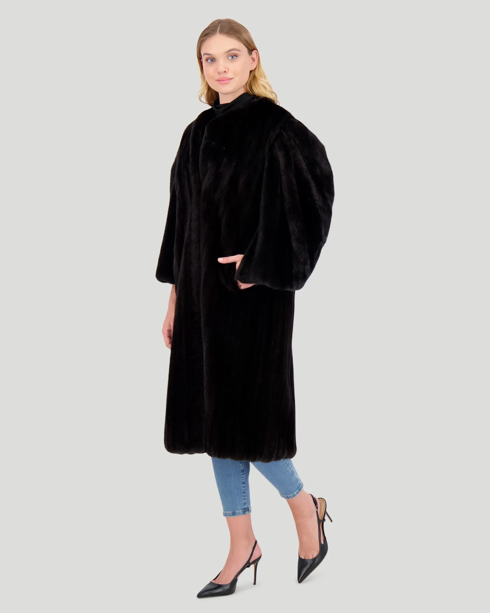 Mink Short Coat with Cape Top