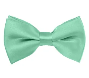 New Solid Satin Pretied Bow Ties - Aqua Green