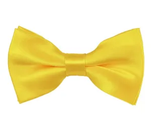 New Solid Satin Pretied Bow Ties - Lemon Yellow