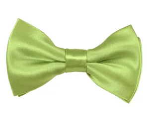 New Solid Satin Pretied Bow Ties - Pear Green