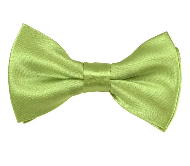 New Solid Satin Pretied Bow Ties - Pear Green