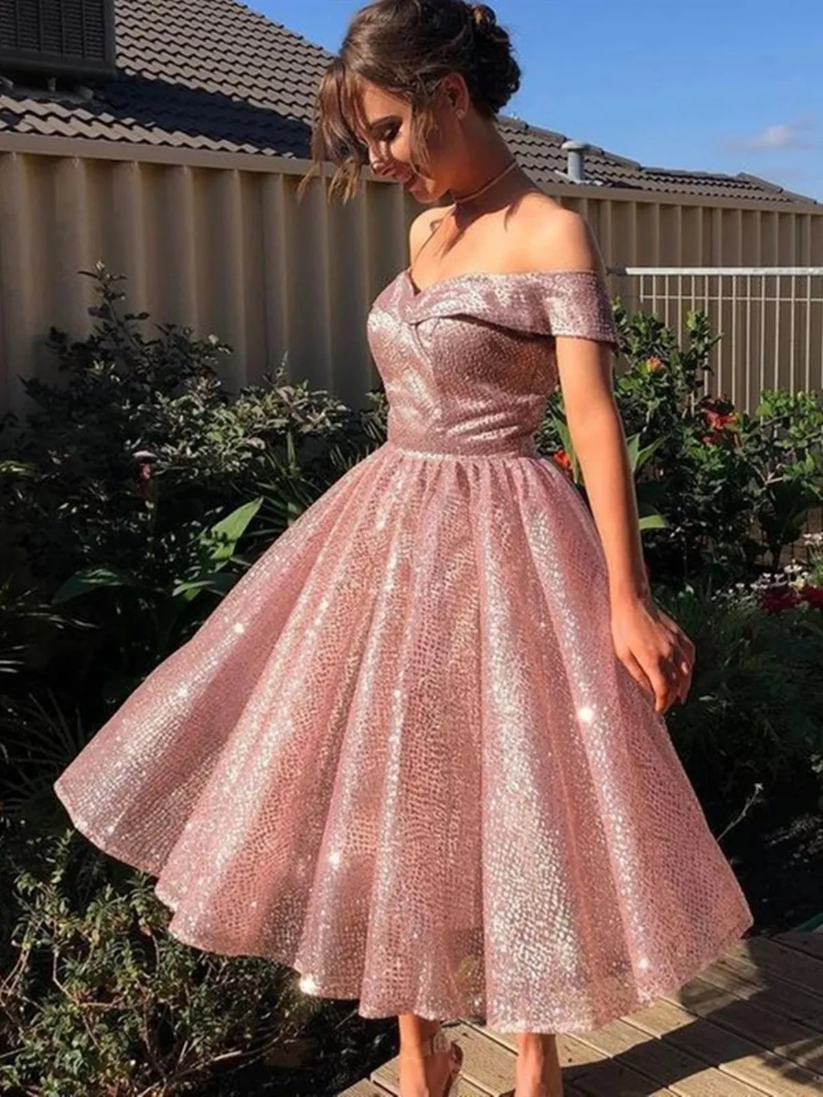 Off Shoulder Short Pink Prom Dresses, Off the Shoulder Short Pink Formal Homecoming Dresses