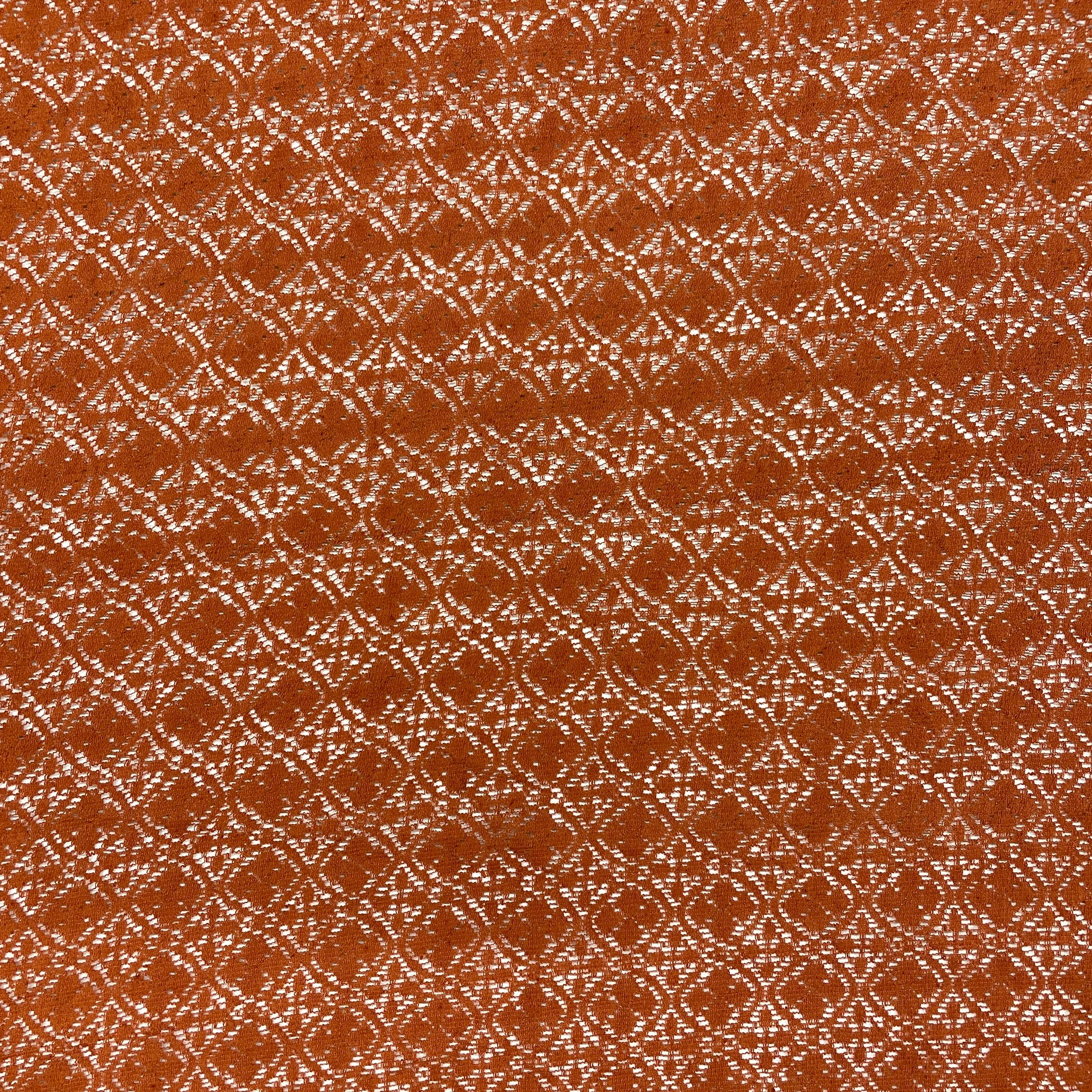 Orange Geometrical Floral Cotton Lace Fabric