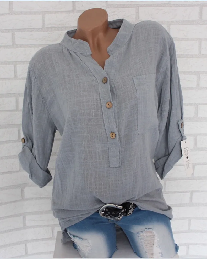 Oversized Women Cotton Linen Blouses