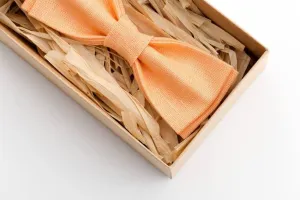 Peach Wedding Bow Ties - Eco-Friendly Linen Elegance for Men