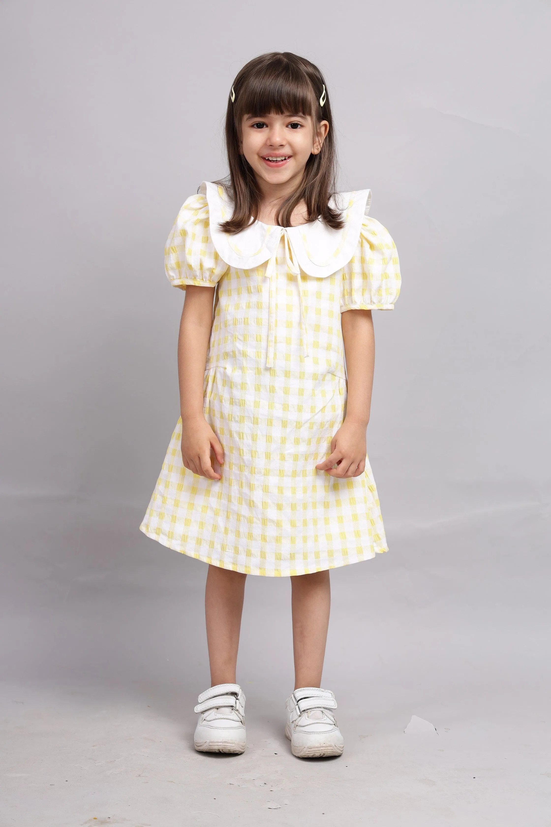 Peter Pan Collar Dress-Yellow