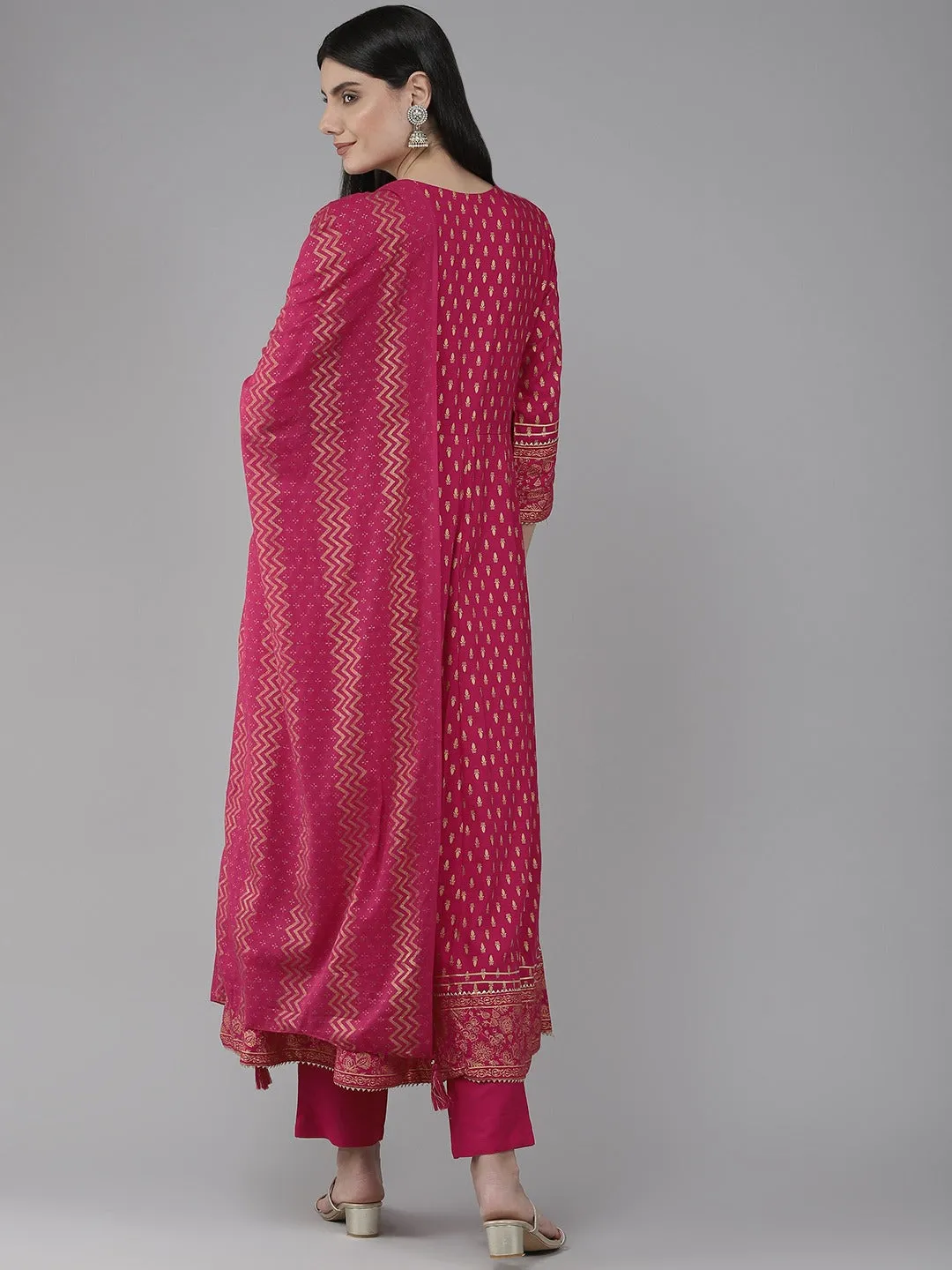 Pink Embroidered Dupatta Set