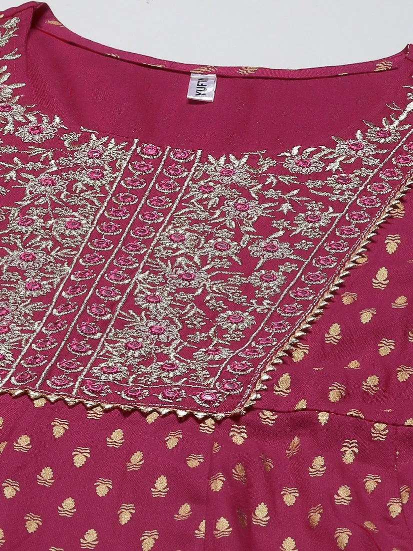 Pink Embroidered Dupatta Set