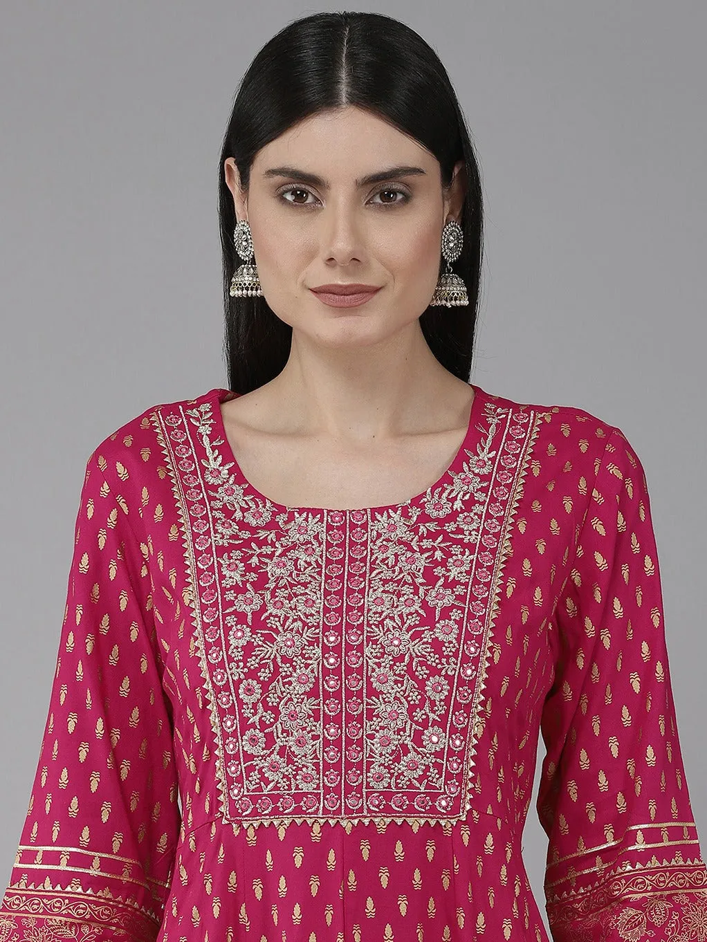 Pink Embroidered Dupatta Set