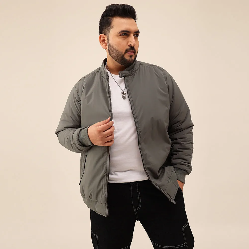 Plus Size Grey Bomber Jacket