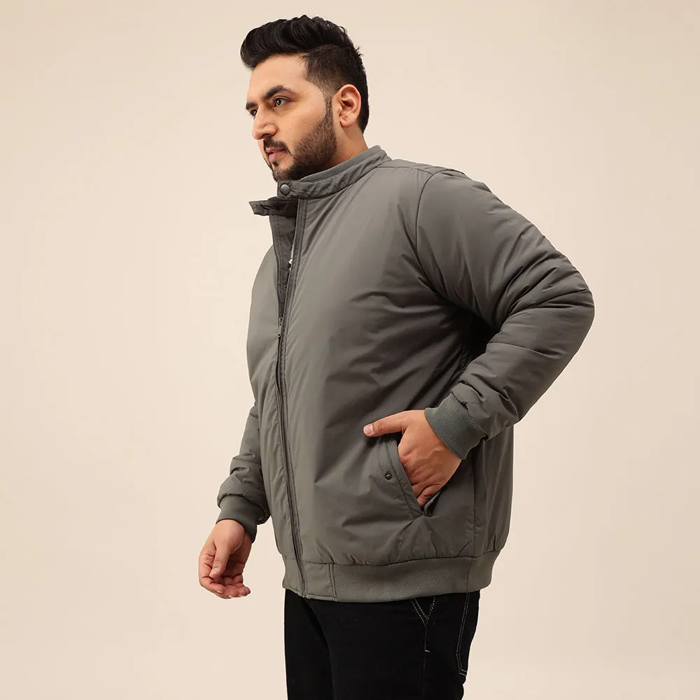 Plus Size Grey Bomber Jacket