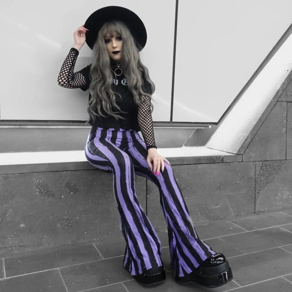 Purple Black Striped Hellz Bellz Flares