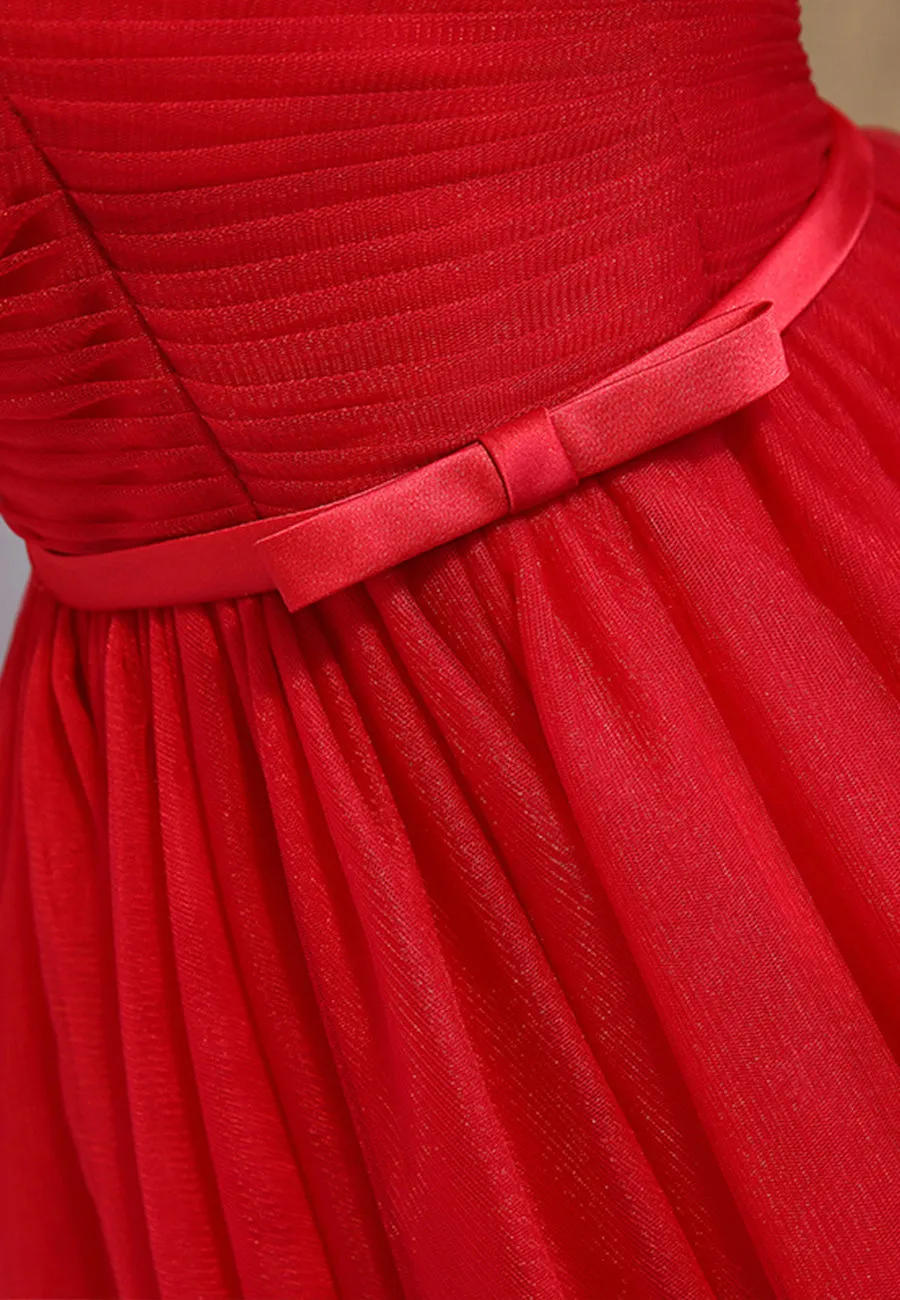 Red Tulle Short Prom Dresses A-Line Party Dresses