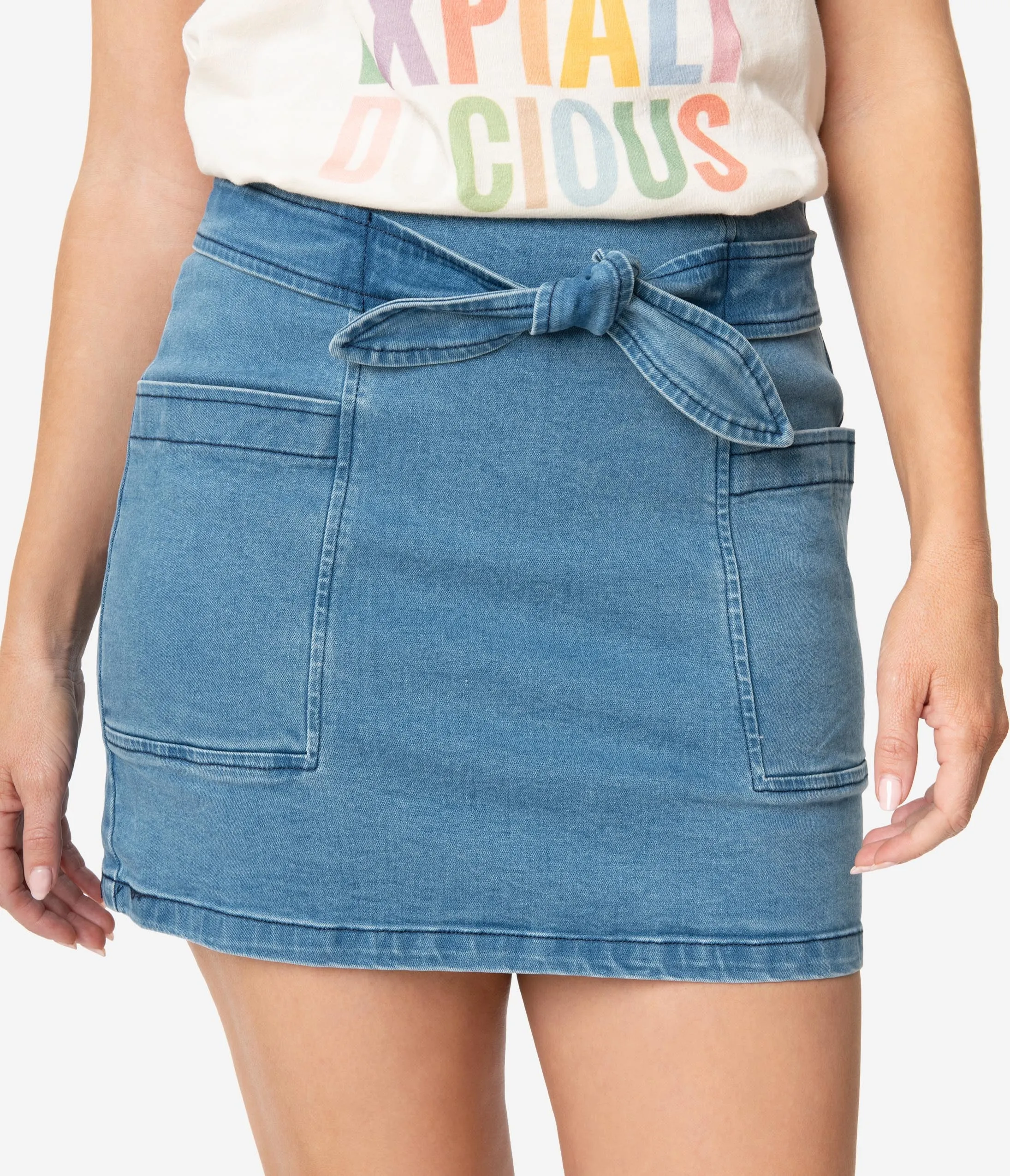 Retro Style Denim Bow Mini Skirt