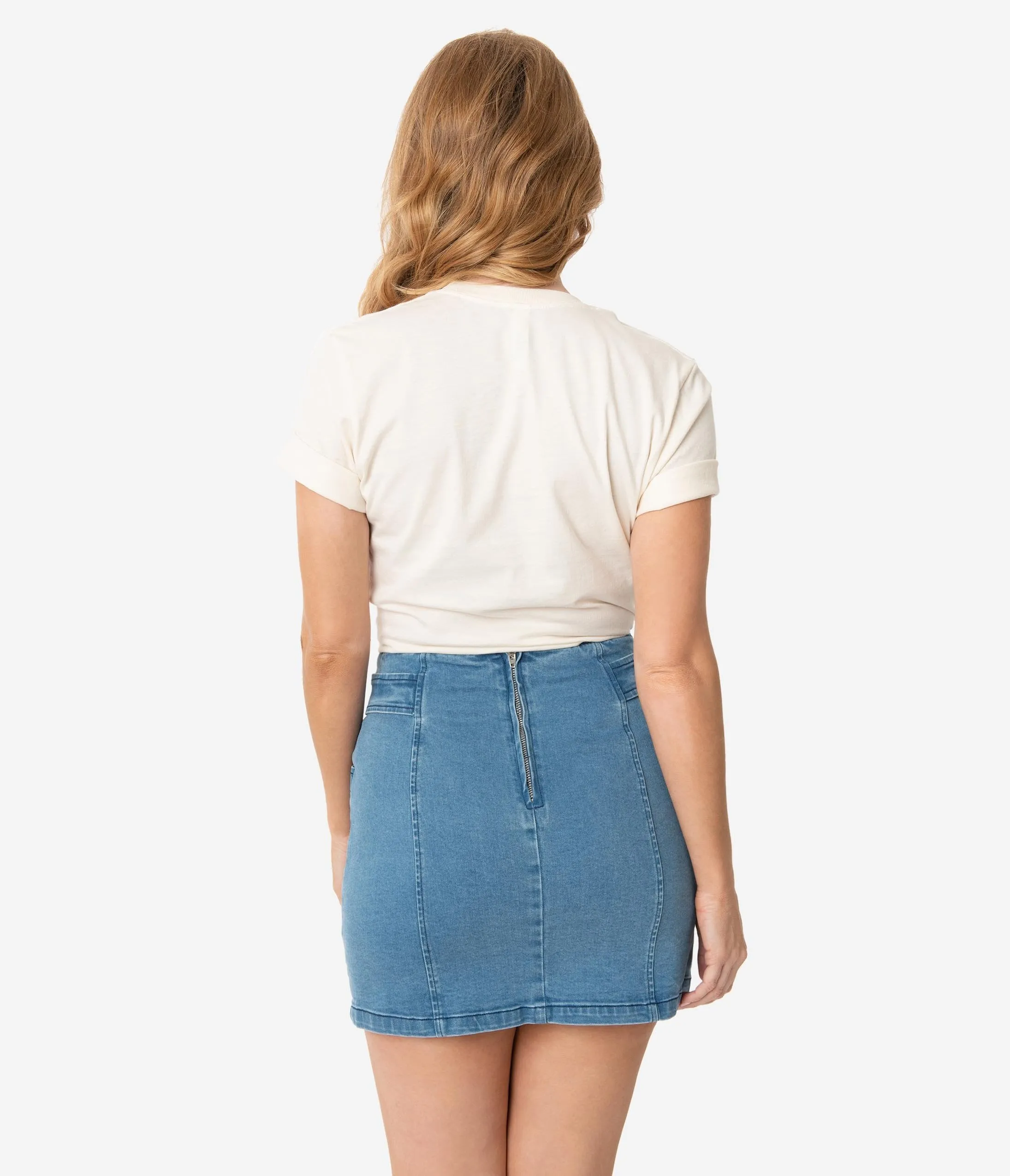 Retro Style Denim Bow Mini Skirt