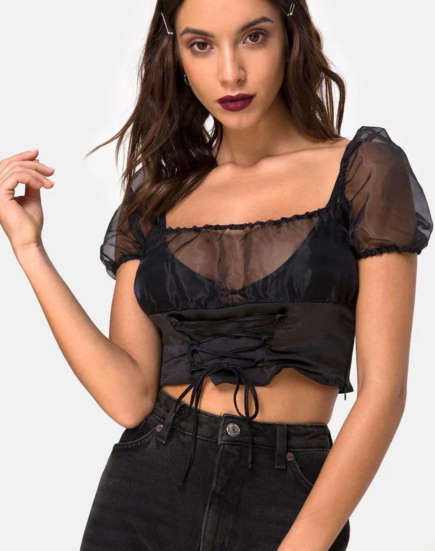 Ruina Top in Satin Black