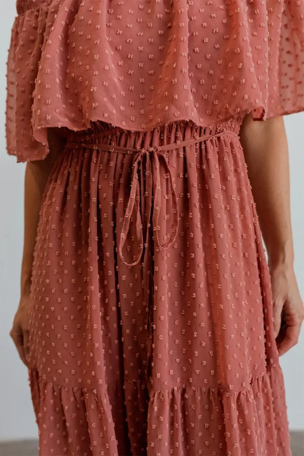 Rust Swiss Dot Maxi Dress