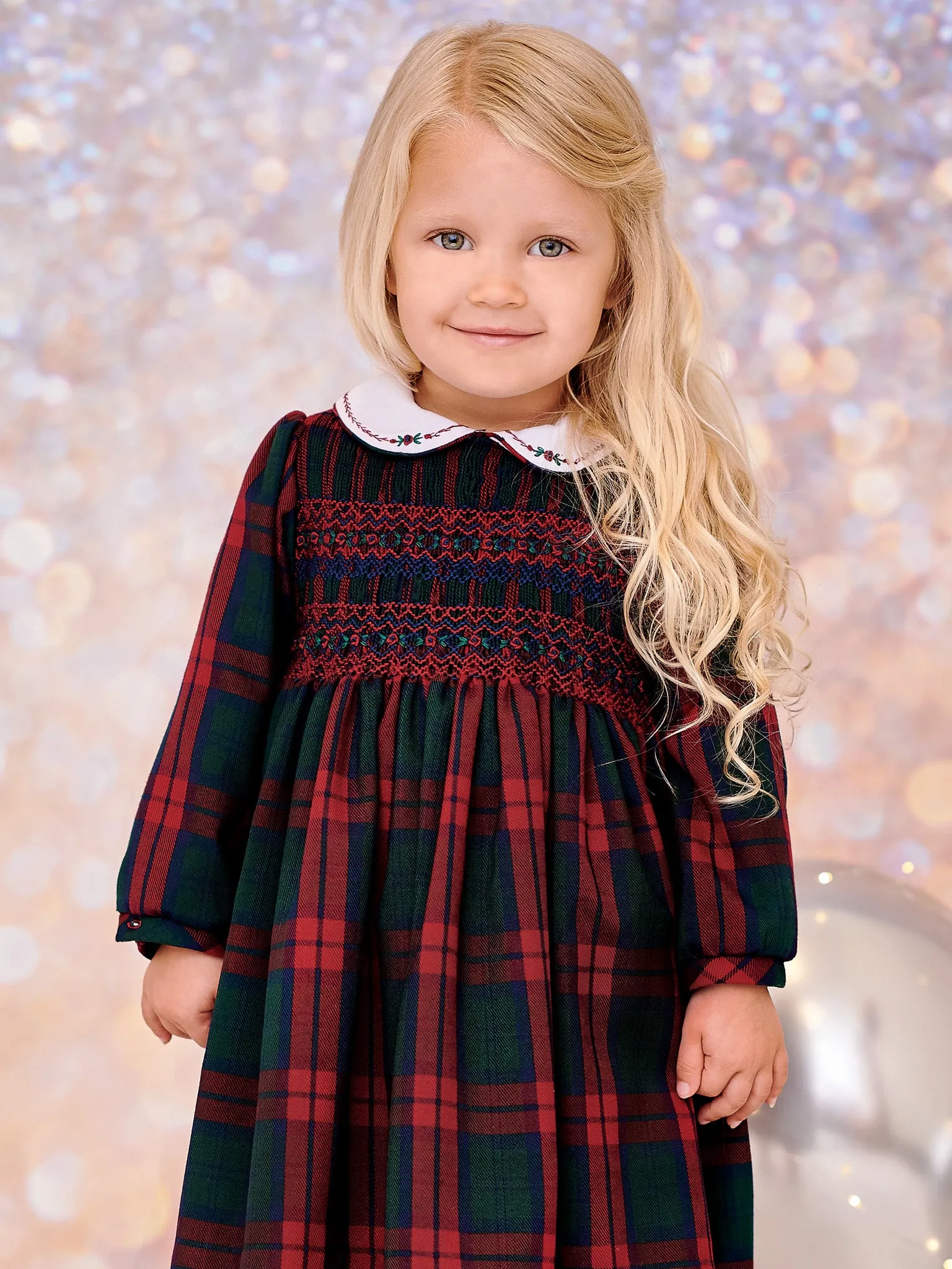 Sarah Louise Red Tartan Hand Smocked Dress