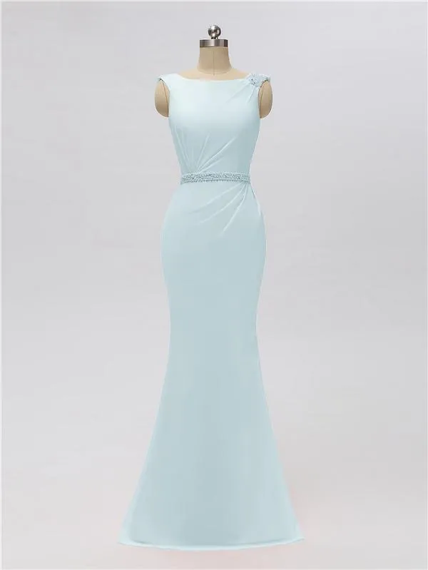 Sleeveless Mermaid Bateau Floor Length Bridesmaid Dresses