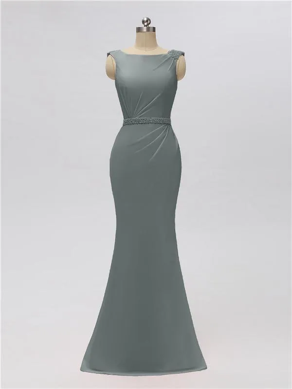 Sleeveless Mermaid Bateau Floor Length Bridesmaid Dresses