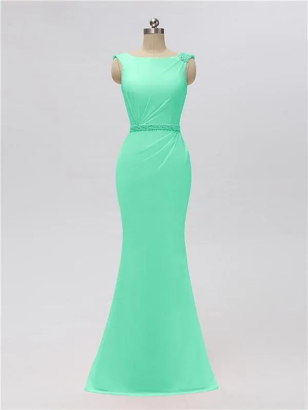 Sleeveless Mermaid Bateau Floor Length Bridesmaid Dresses