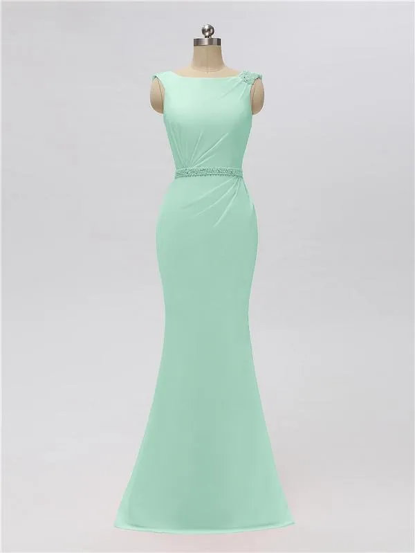 Sleeveless Mermaid Bateau Floor Length Bridesmaid Dresses