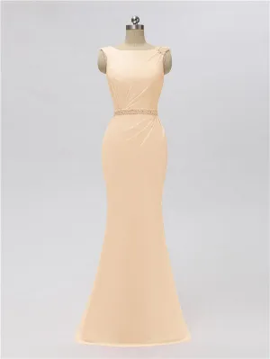 Sleeveless Mermaid Bateau Floor Length Bridesmaid Dresses