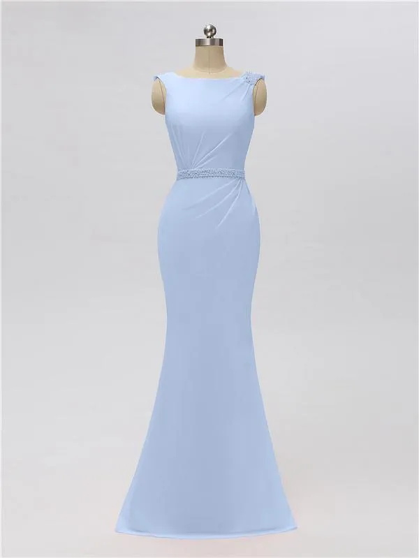 Sleeveless Mermaid Bateau Floor Length Bridesmaid Dresses