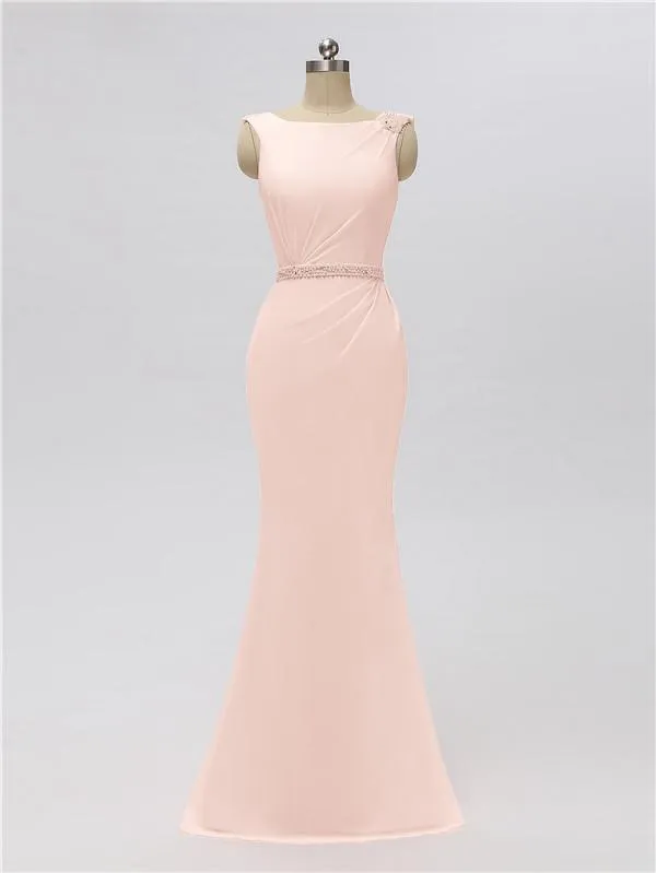 Sleeveless Mermaid Bateau Floor Length Bridesmaid Dresses