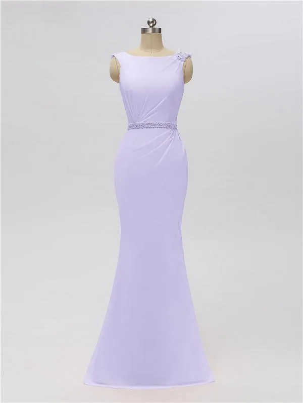 Sleeveless Mermaid Bateau Floor Length Bridesmaid Dresses