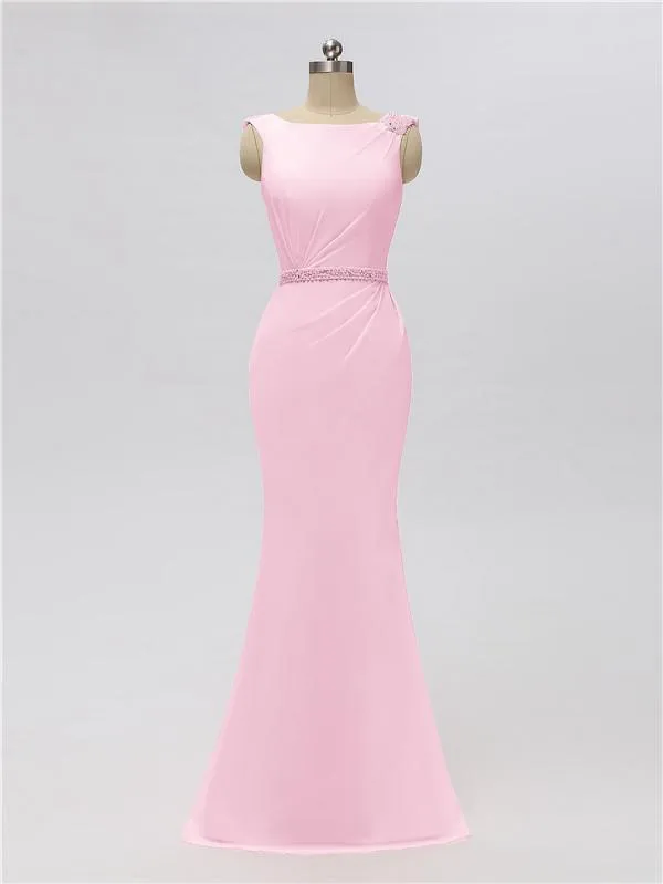 Sleeveless Mermaid Bateau Floor Length Bridesmaid Dresses