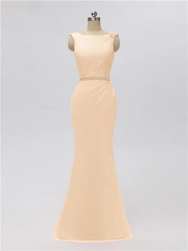 Sleeveless Mermaid Bateau Floor Length Bridesmaid Dresses