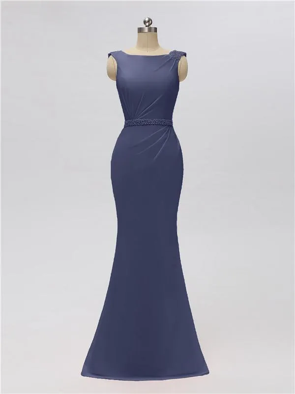 Sleeveless Mermaid Bateau Floor Length Bridesmaid Dresses